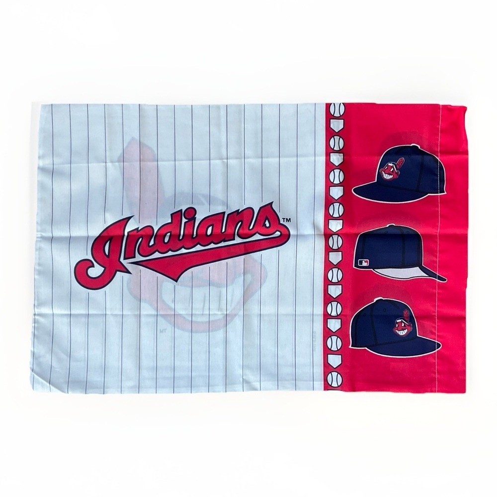 Vintage 1996 MLB Cleveland Indians Chief Wahoo pillow case 29 x 19" USA made NOS